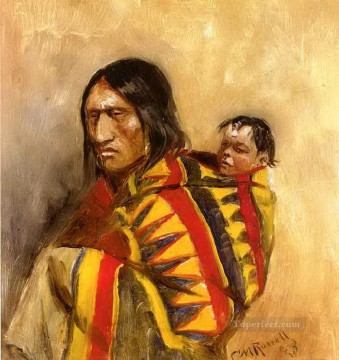 モカシンを履いた石の女性 1890年 チャールズ・マリオン・ラッセル アメリカ・インディアン Oil Paintings
